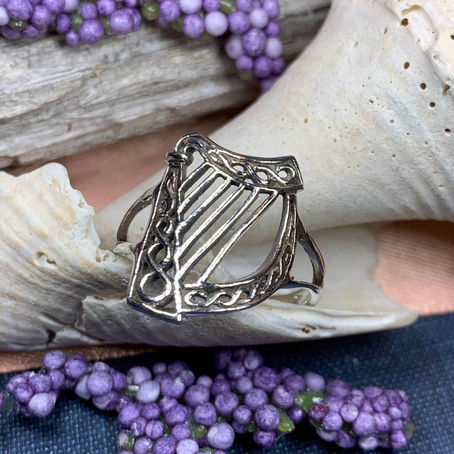 Green Isle Celtic Harp Ring - 6