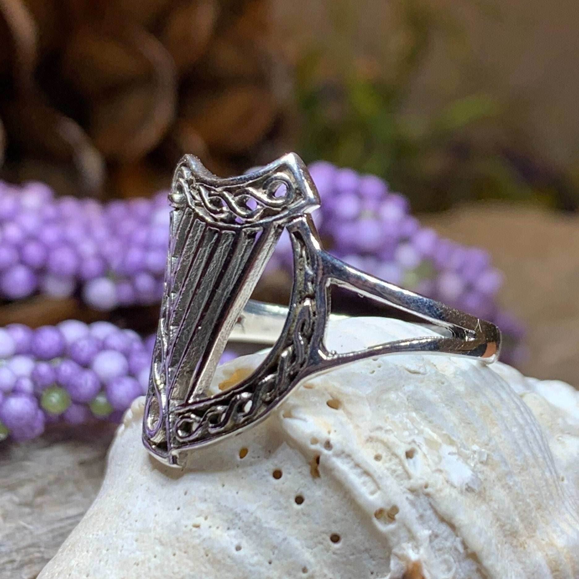 Green Isle Celtic Harp Ring - 6