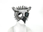 White Horned Owl Goggles Handmade Genuine Leather Mask - 