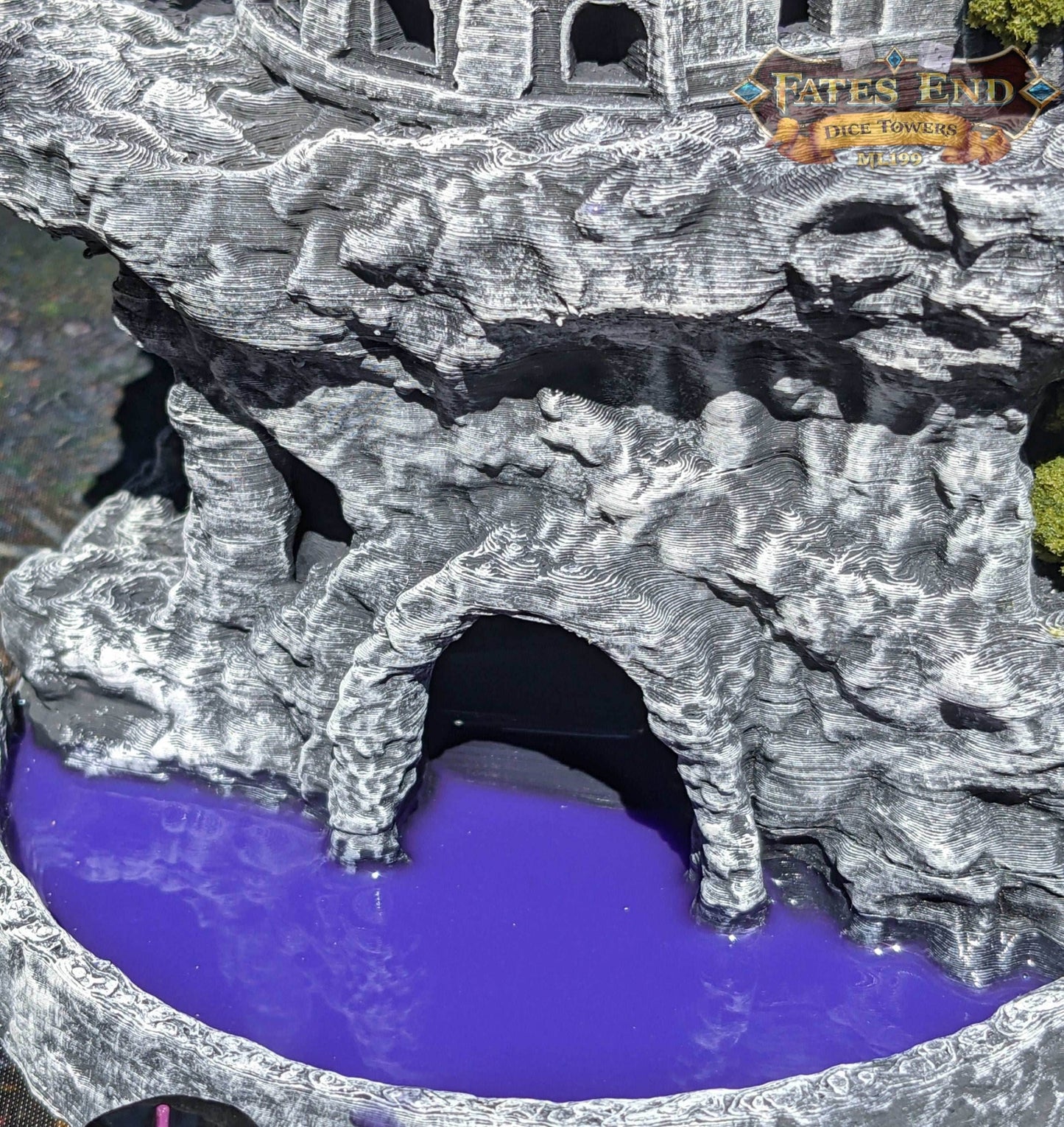 Sorcerer Class 3D Printed Dice Tower - Fate's End Collection - Tabletop RPG Gaming Fantasy Cosplay - Step into the realm of arcane energies. - Black / Yes- Include Random Dice Set