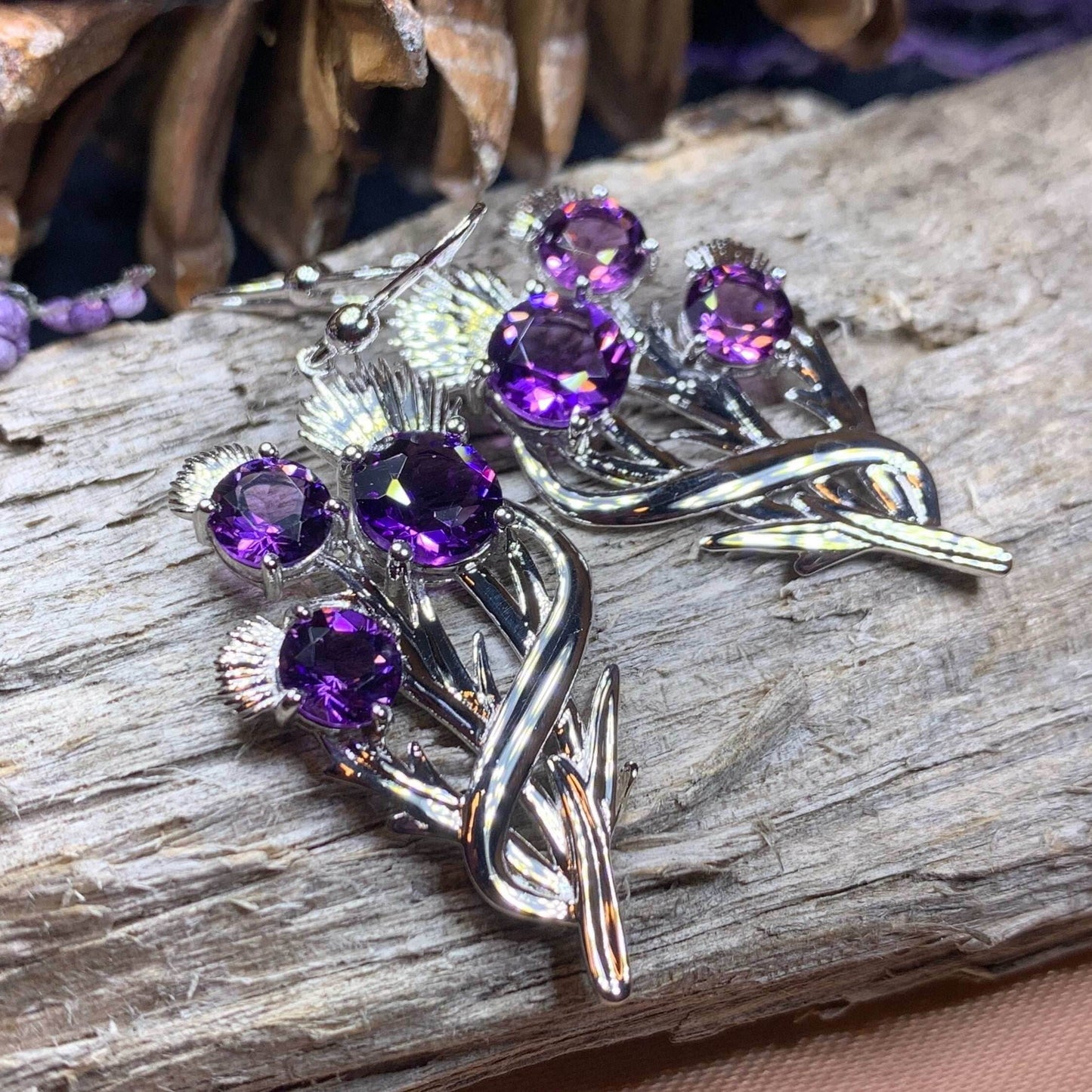 Cairn Croy Thistle Amethyst Earrings - 