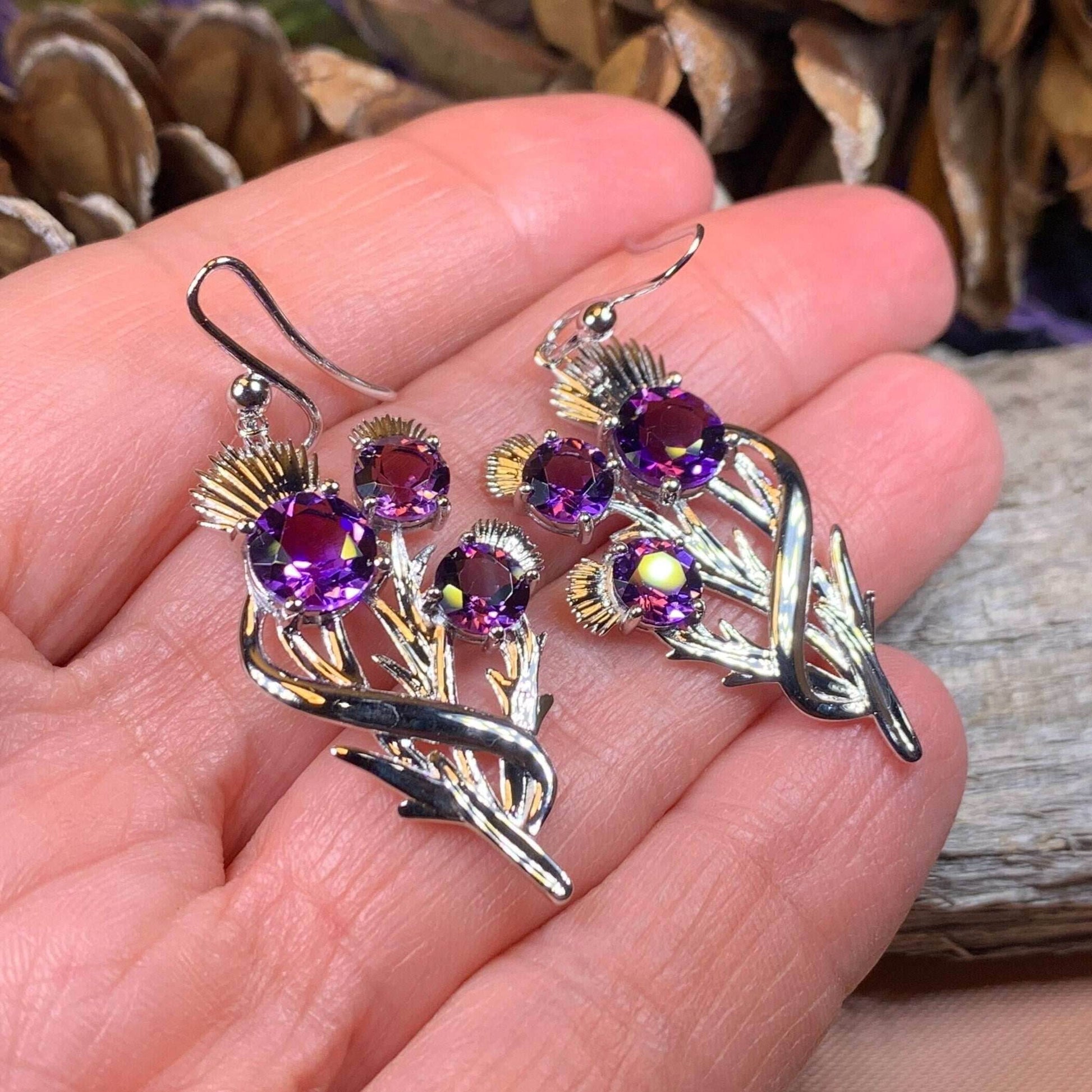 Cairn Croy Thistle Amethyst Earrings - 