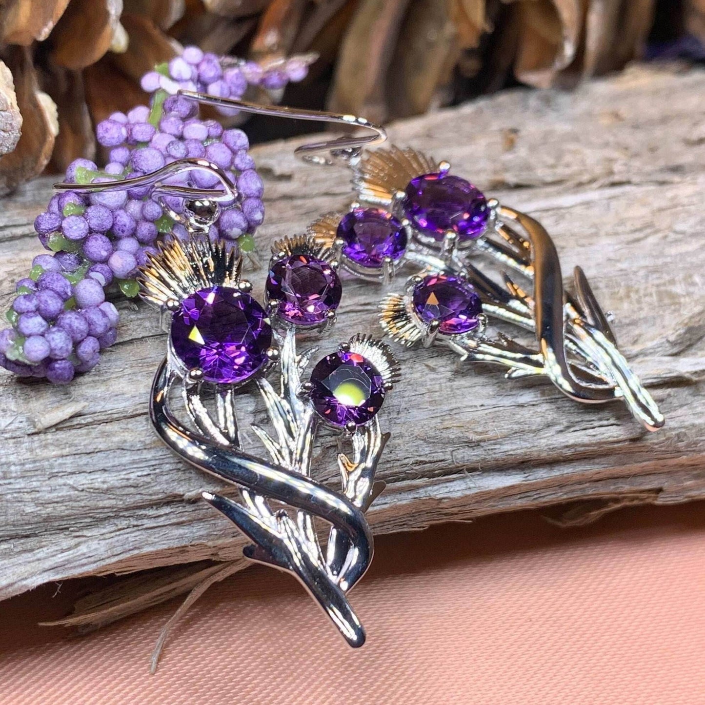 Cairn Croy Thistle Amethyst Earrings - 