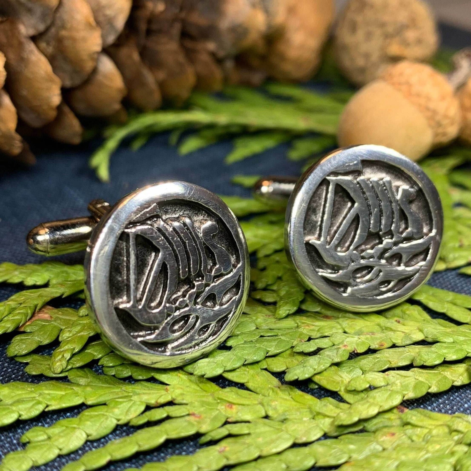 Viking Ship Pewter Cuff Links - 