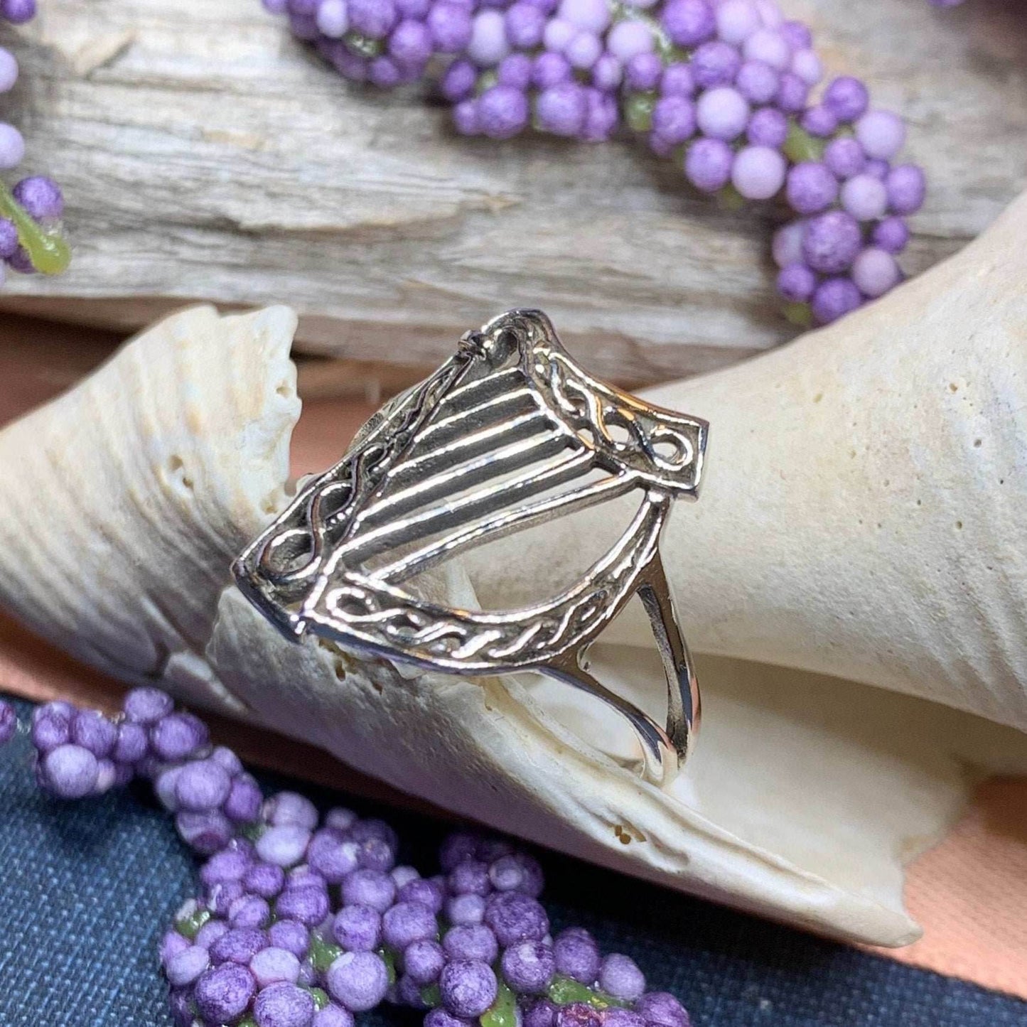 Green Isle Celtic Harp Ring - 6