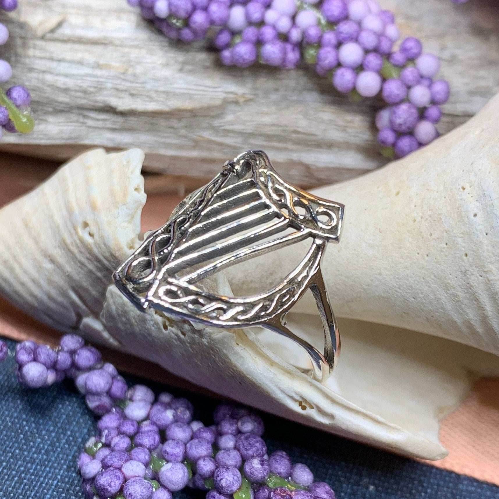 Green Isle Celtic Harp Ring - 6