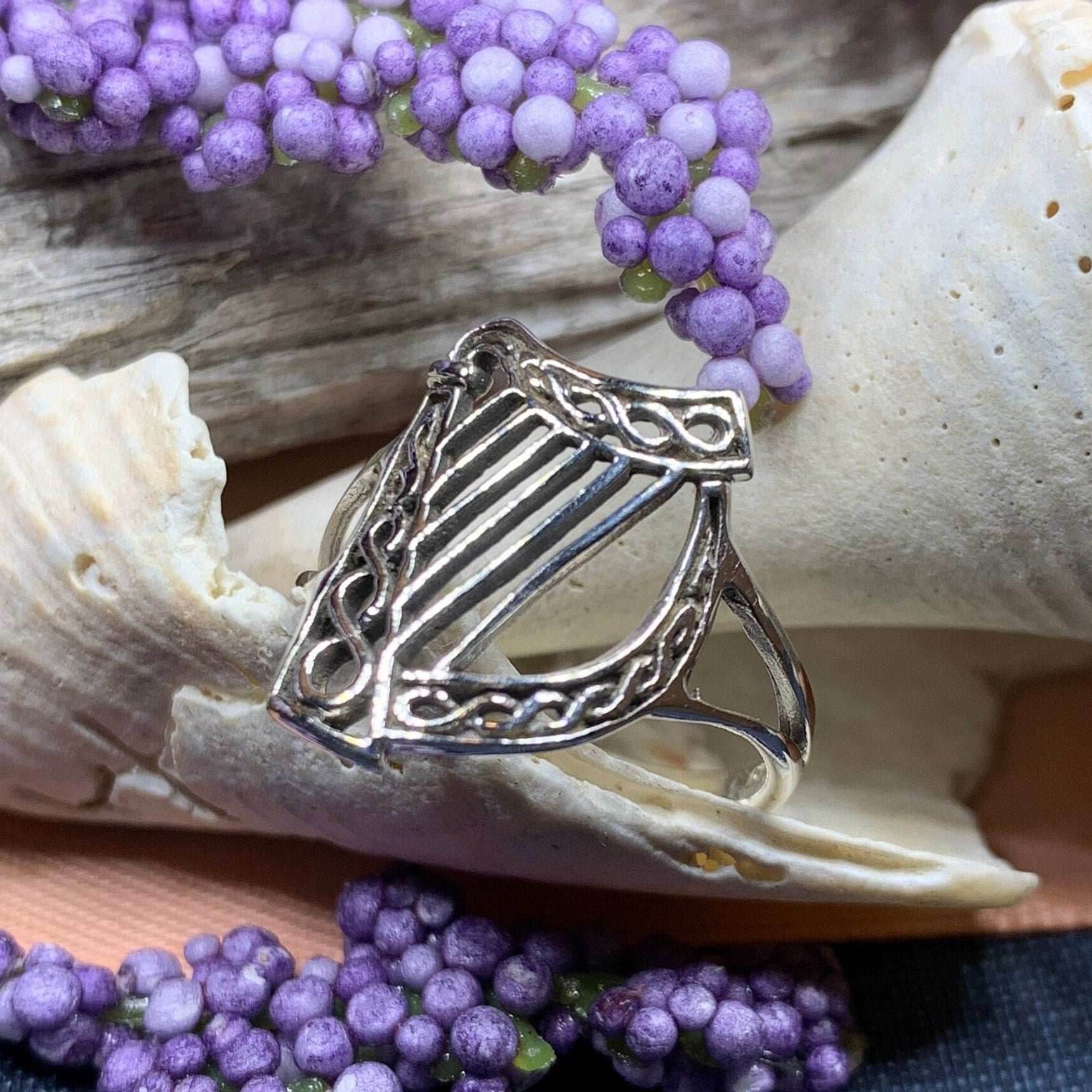 Green Isle Celtic Harp Ring - 6