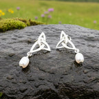 Katina Celtic Knot Pearl Earrings
