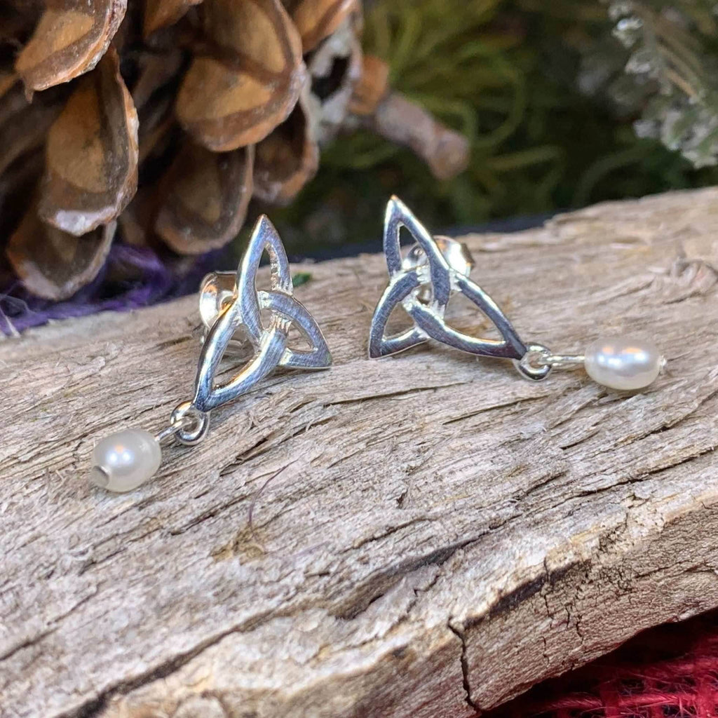Katina Celtic Knot Pearl Earrings - 