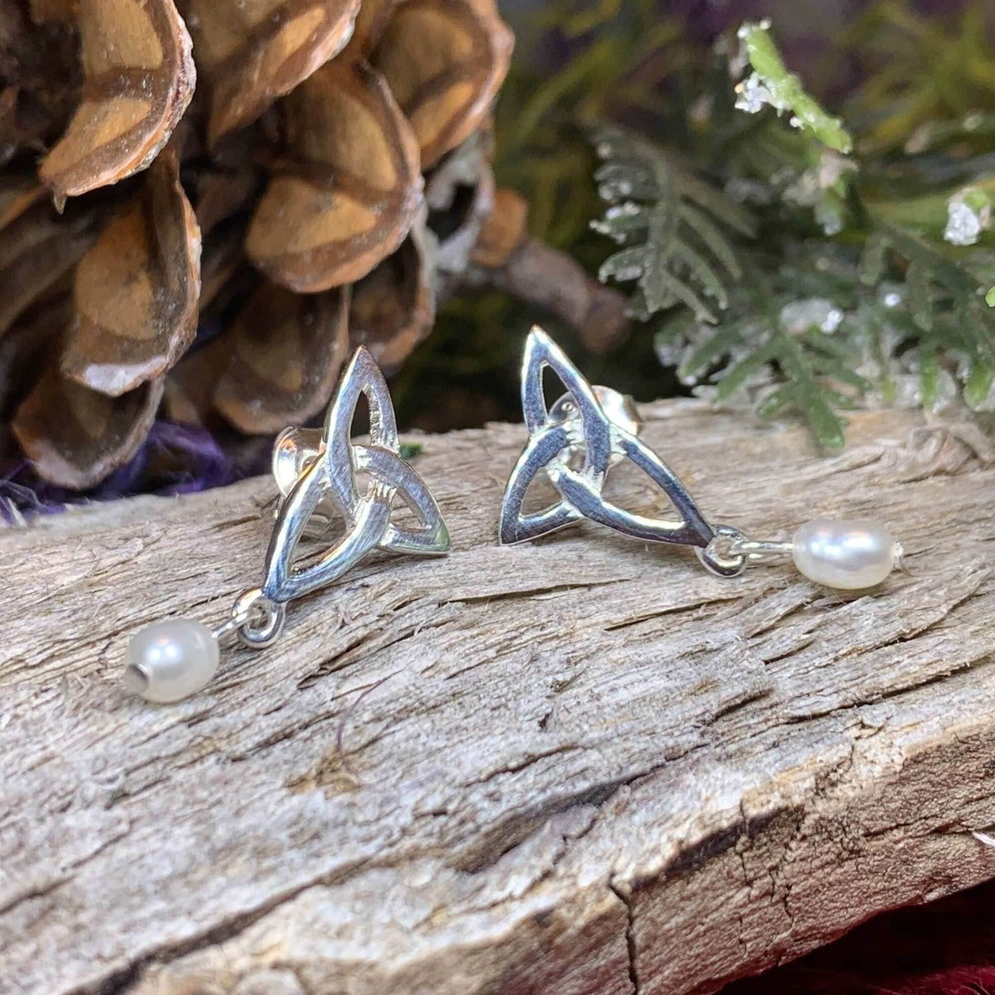 Katina Celtic Knot Pearl Earrings - 