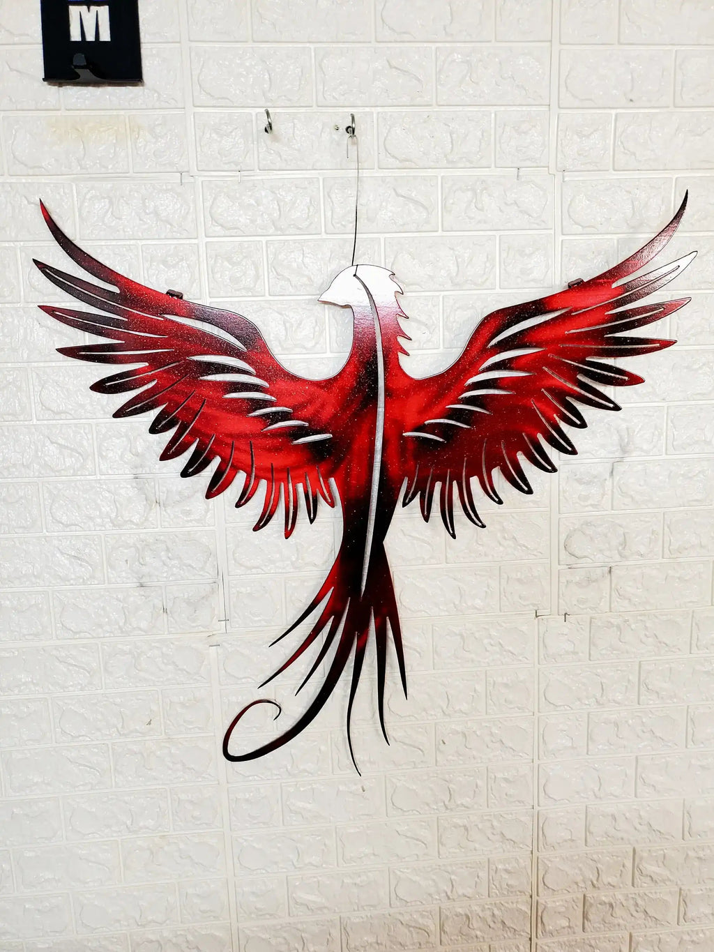 Phoenix Metal Wall Art – Modern Home or Lake House Decor, Statement Flame Bird Sculpture