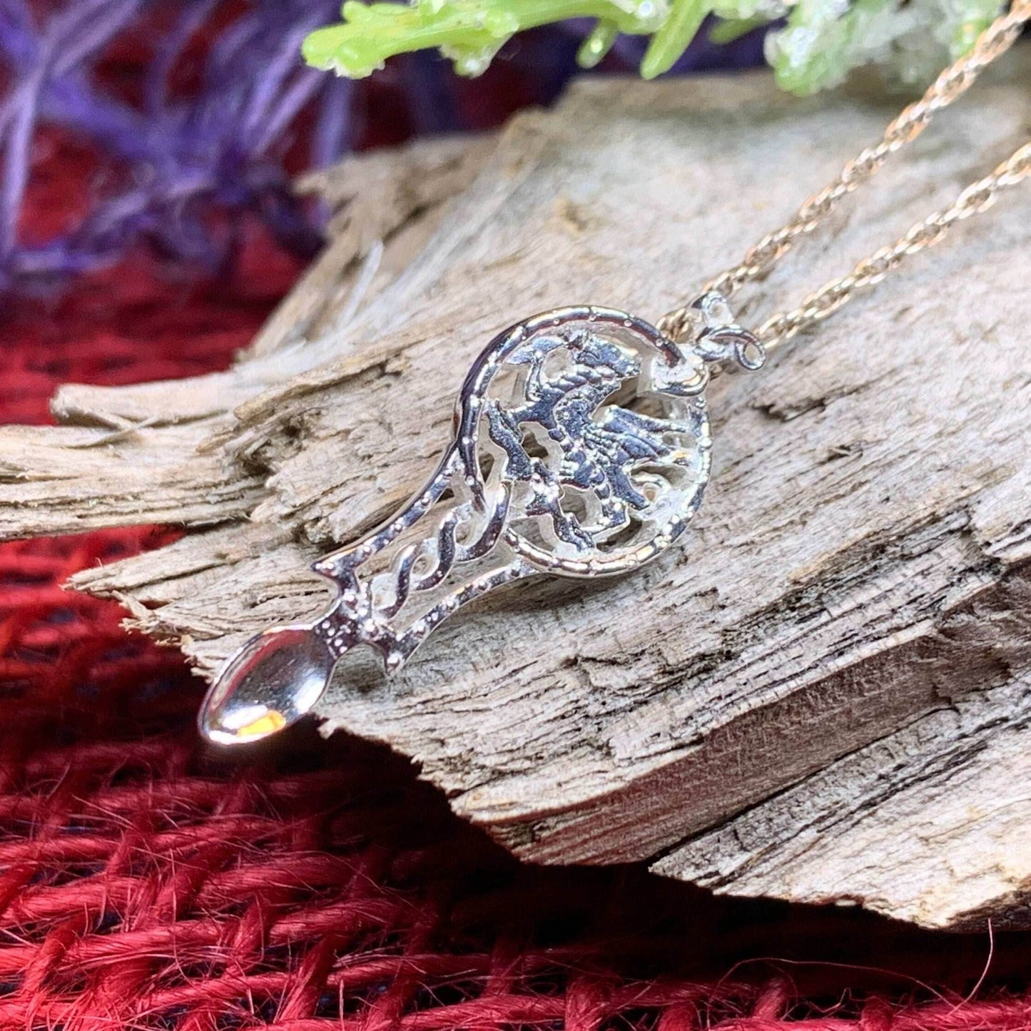 Welsh Dragon Love Spoon Necklace - 18