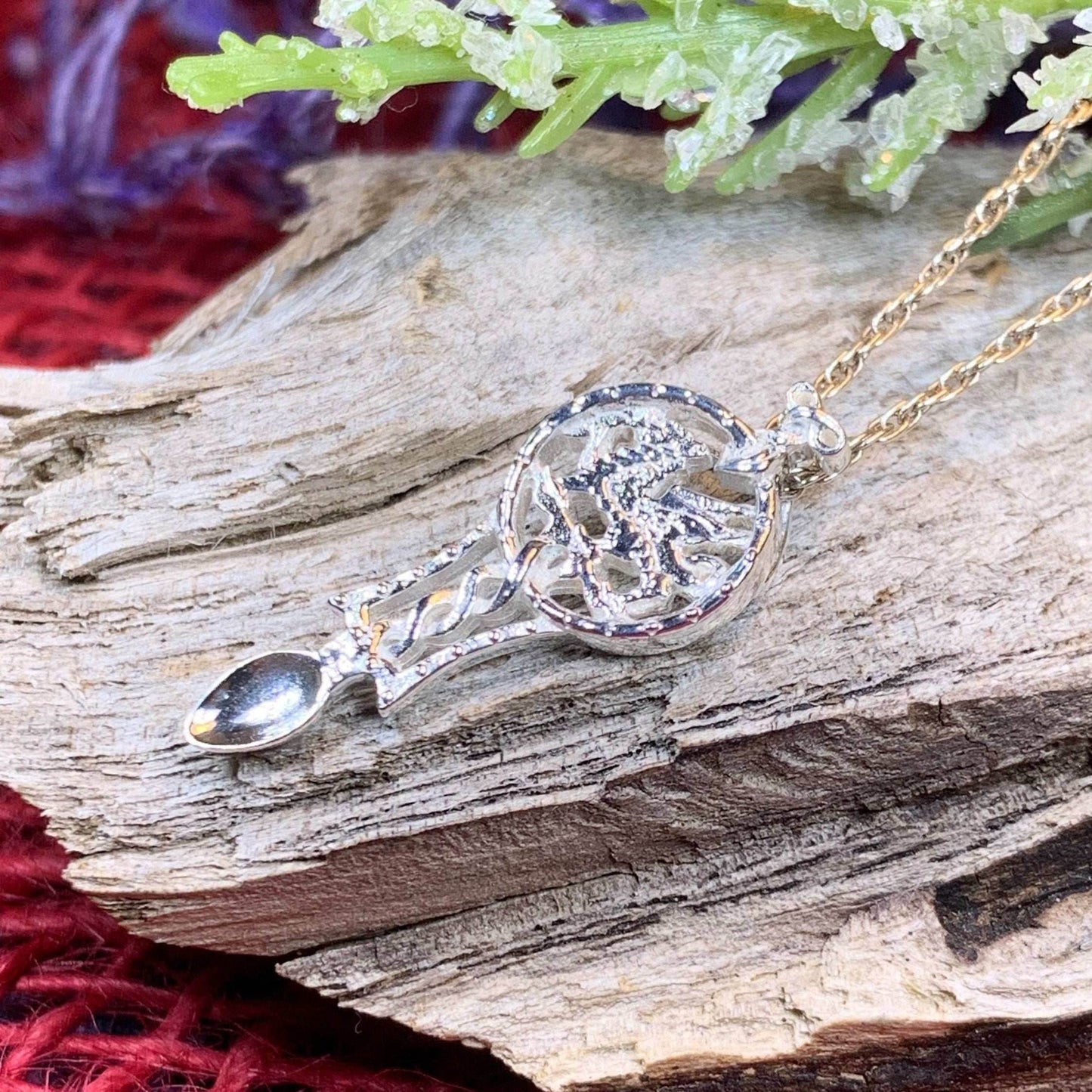 Welsh Dragon Love Spoon Necklace - 18
