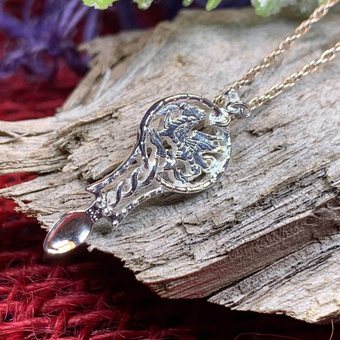 Welsh Dragon Love Spoon Necklace - 18