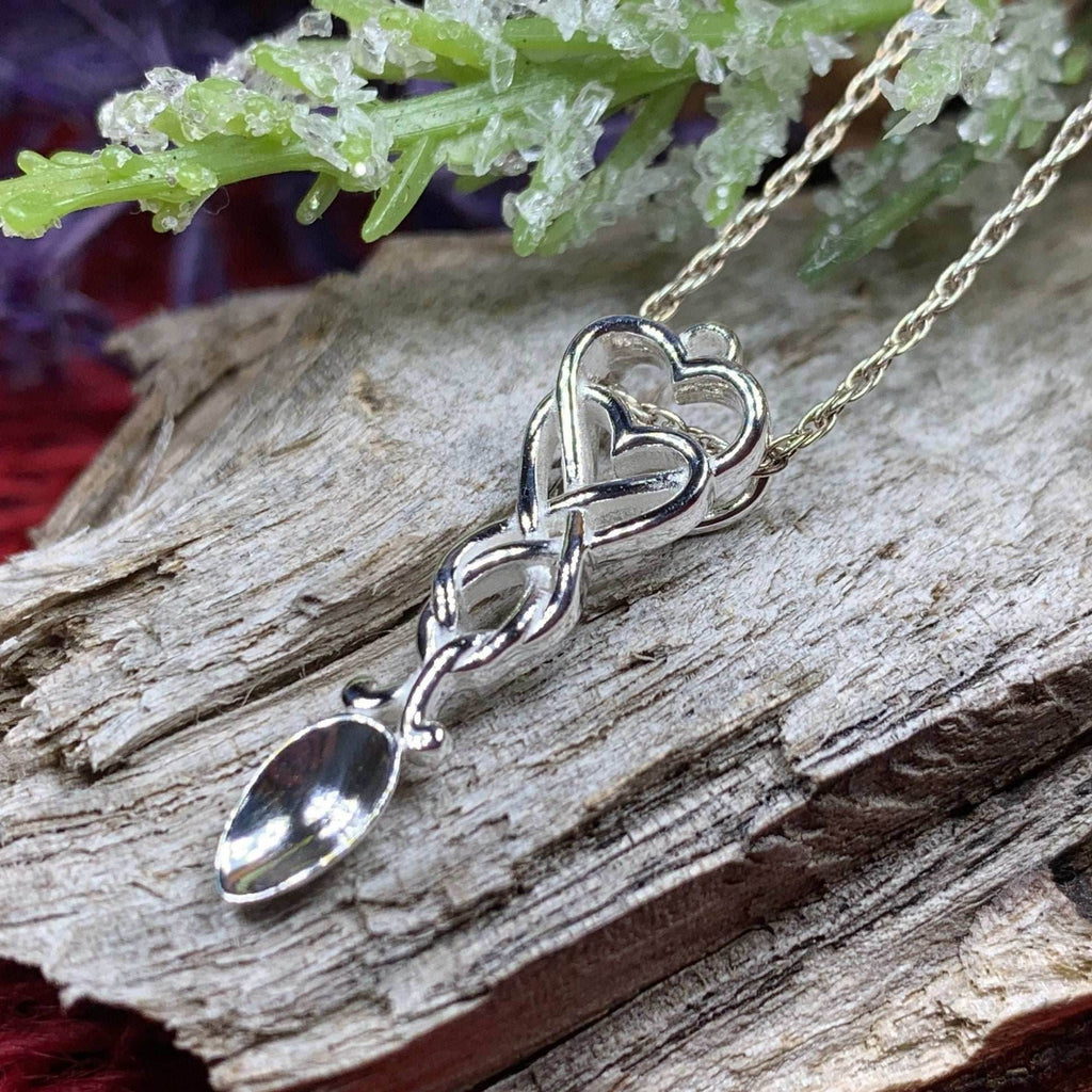 Celtic Hearts Welsh Love Spoon Necklace - 18