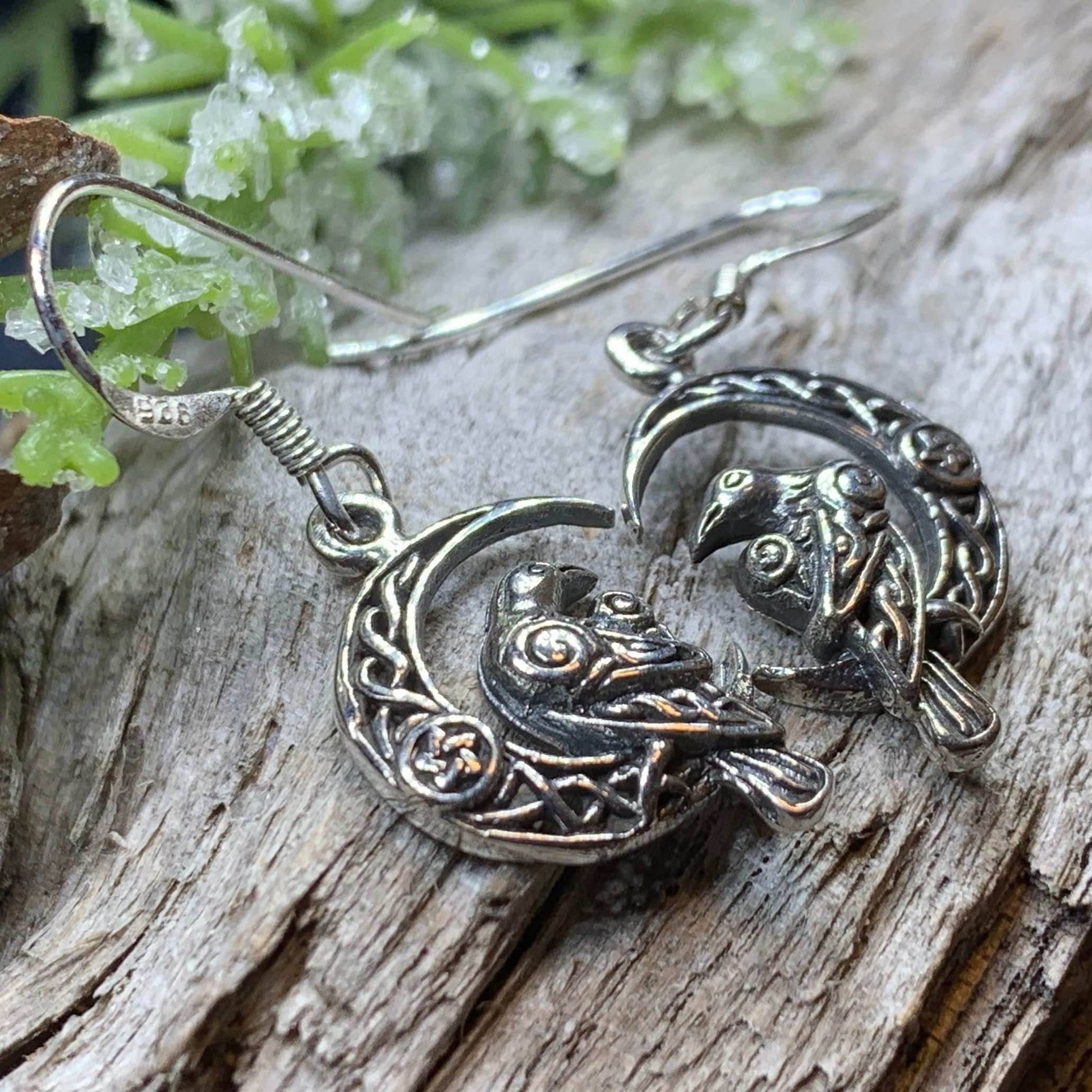 Raven's Moon Celtic Earrings - 