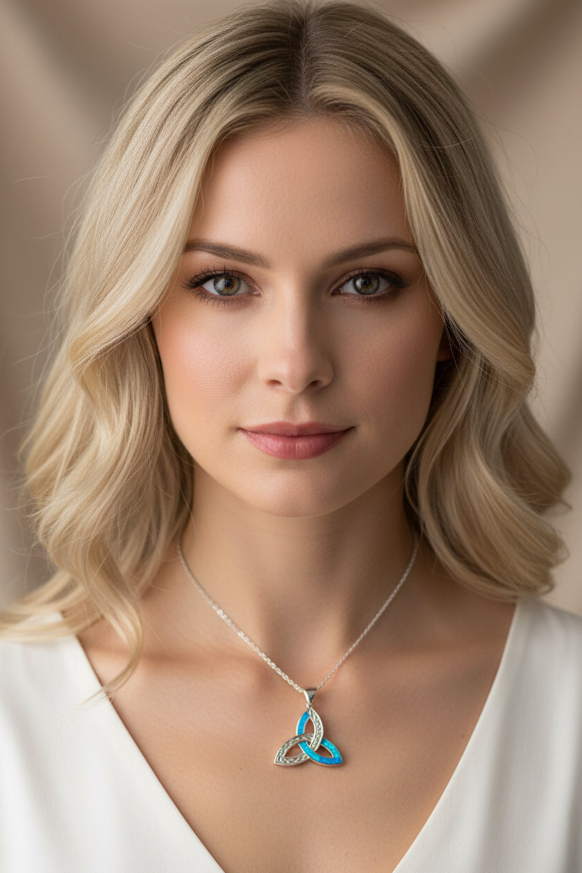 Fire Opal Celtic Knot Necklace
