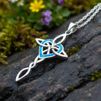 Aurora Opal Celtic Cross Necklace