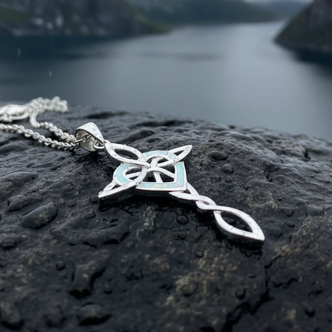 Aurora Opal Celtic Cross Necklace