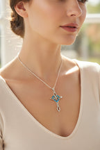 Aurora Opal Celtic Cross Necklace