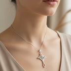 Aurora Opal Celtic Cross Necklace
