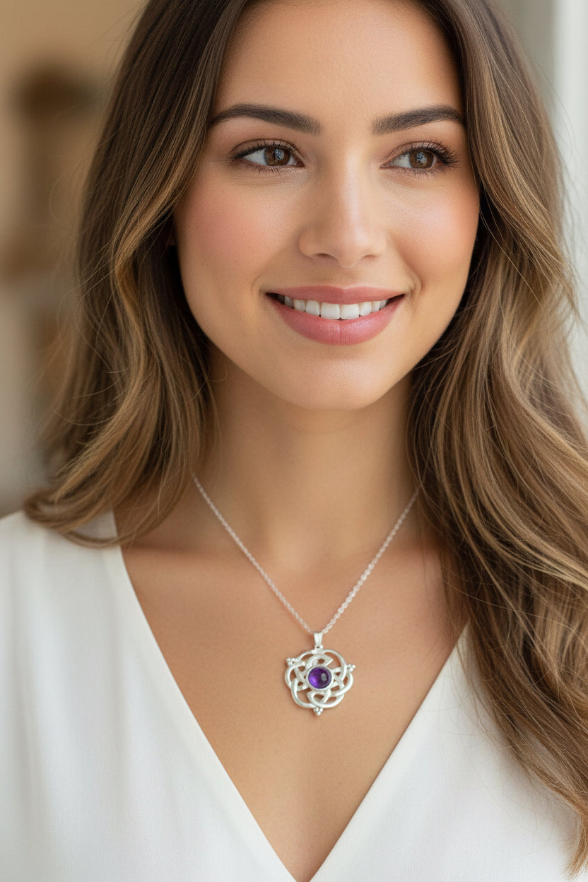 Kyrie Amethyst Celtic Knot Necklace