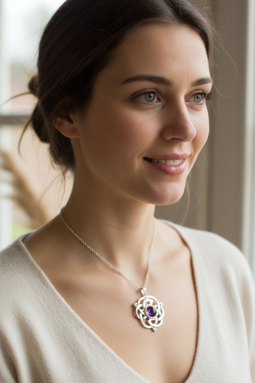 Kyrie Amethyst Celtic Knot Necklace