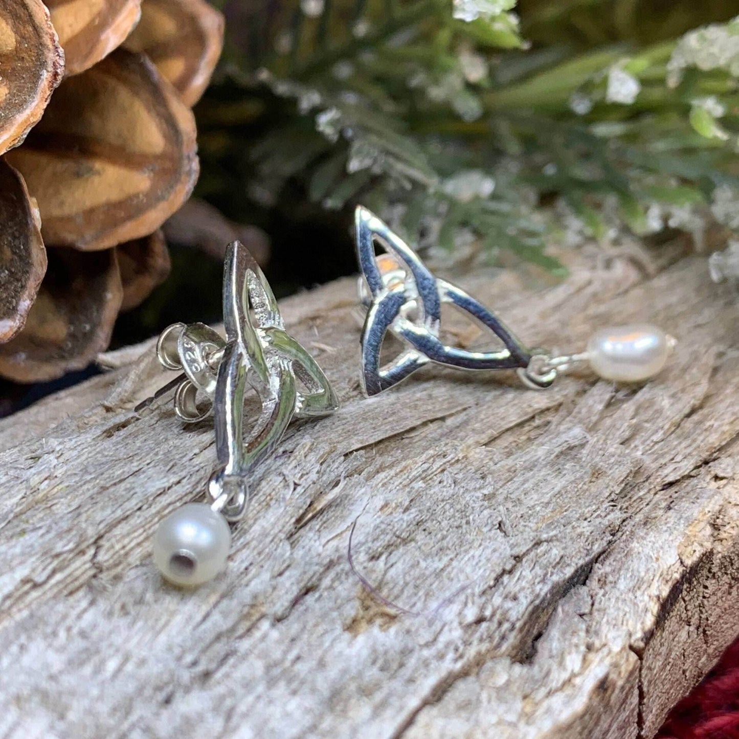 Katina Celtic Knot Pearl Earrings - 