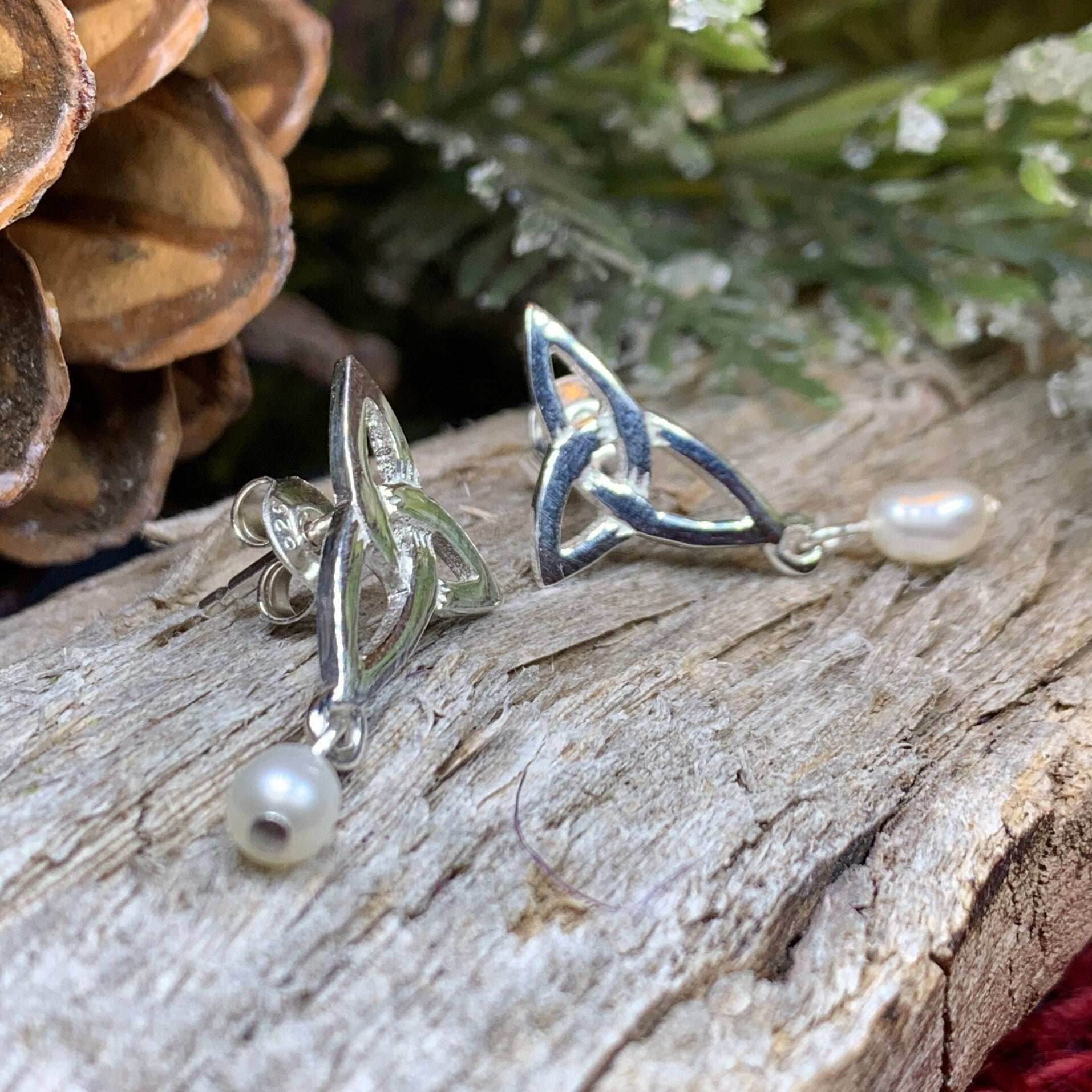 Katina Celtic Knot Pearl Earrings - 
