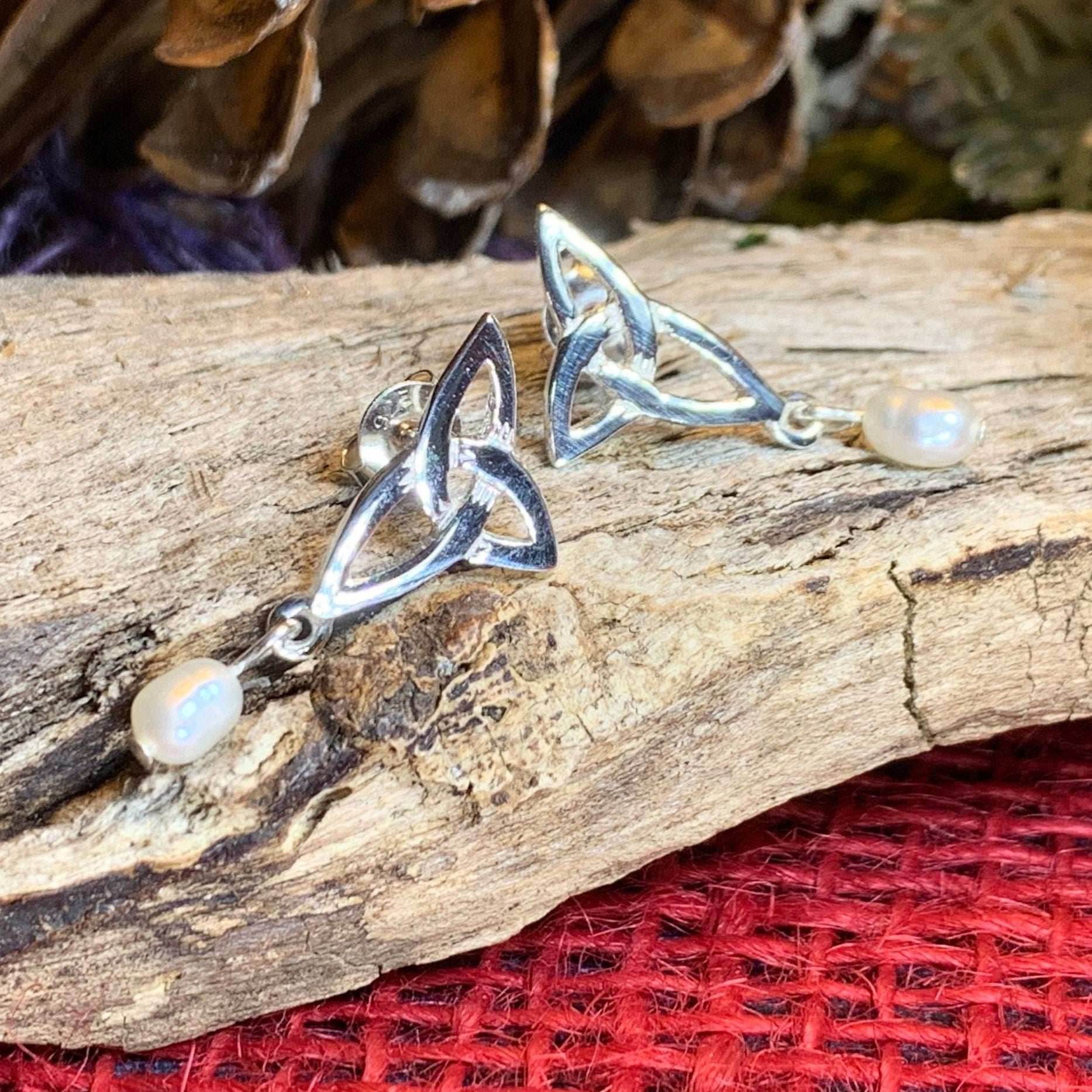 Katina Celtic Knot Pearl Earrings - 