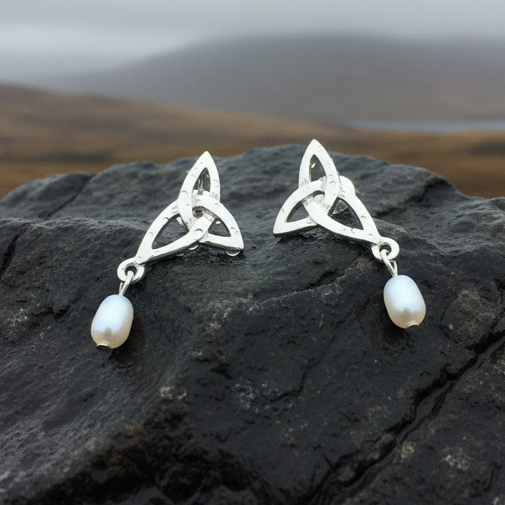 Katina Celtic Knot Pearl Earrings