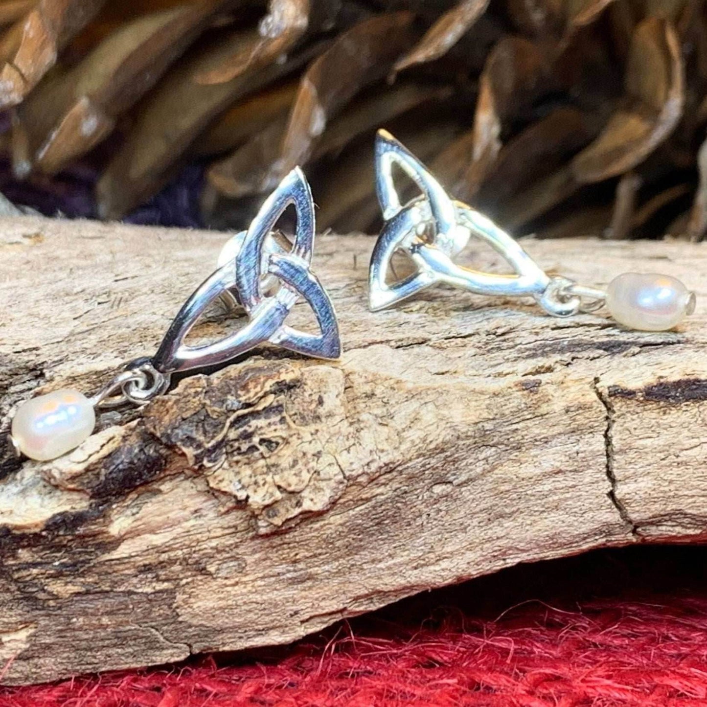 Katina Celtic Knot Pearl Earrings - 