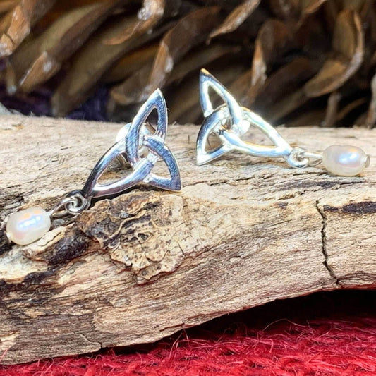 Katina Celtic Knot Pearl Earrings - 