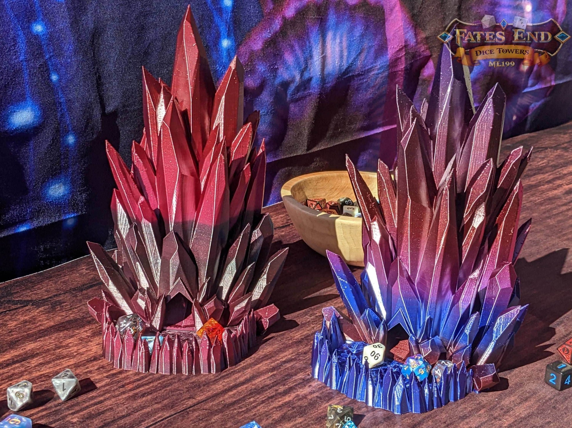 Crystal Dice Tower - Fate's End Collection - Channel Luminous Magic and Clarity with Every Prism Roll. - Black / Yes- Include Random Dice Set