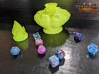 Potion Bottle 3D Printed Dice Jail | RPG Dice Vault | D20 Storage Box | Player Gift | Fate's End Collection - Unlock the Magic within! - Black / Yes- Include Random Dice Set