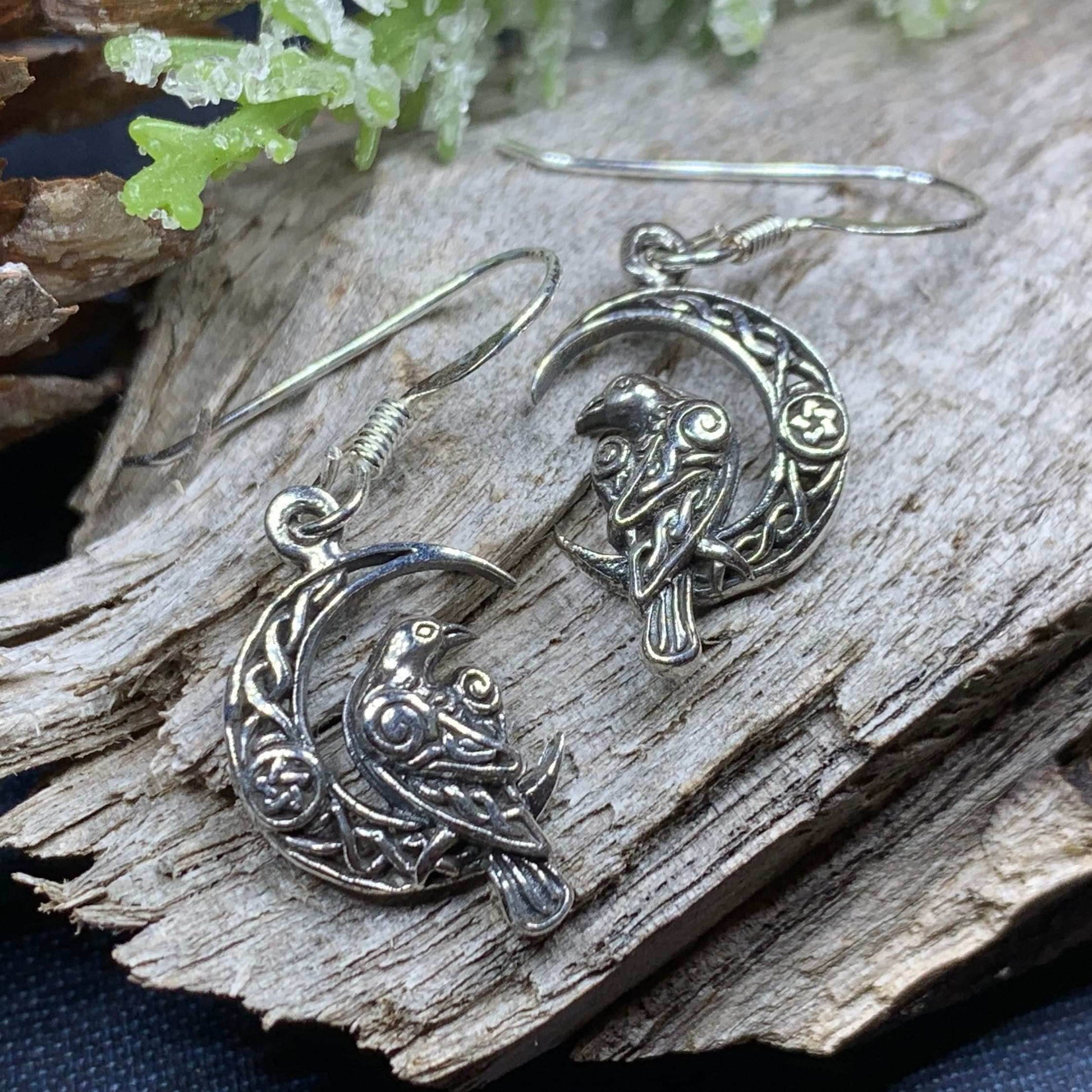 Raven's Moon Celtic Earrings - 