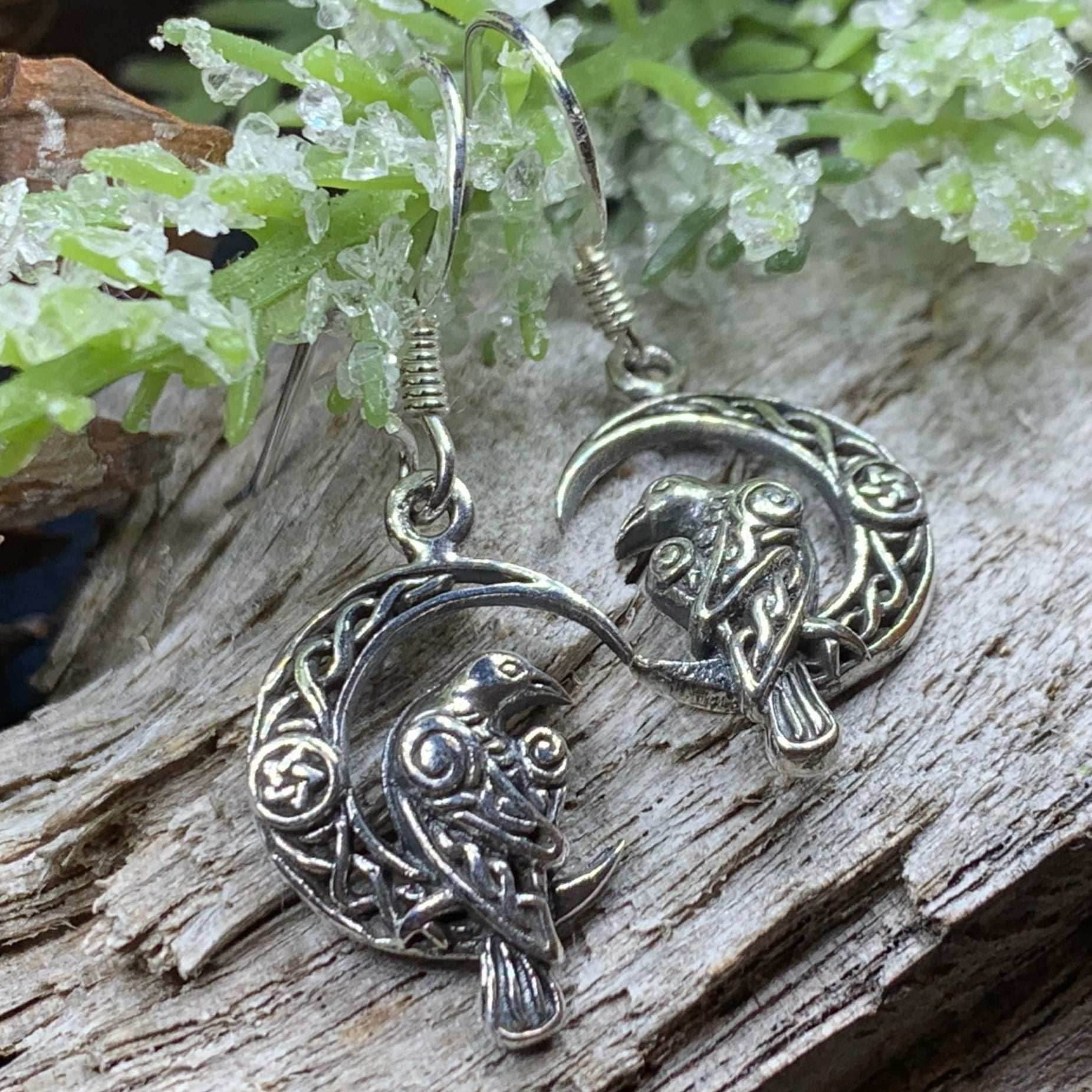 Raven's Moon Celtic Earrings - 