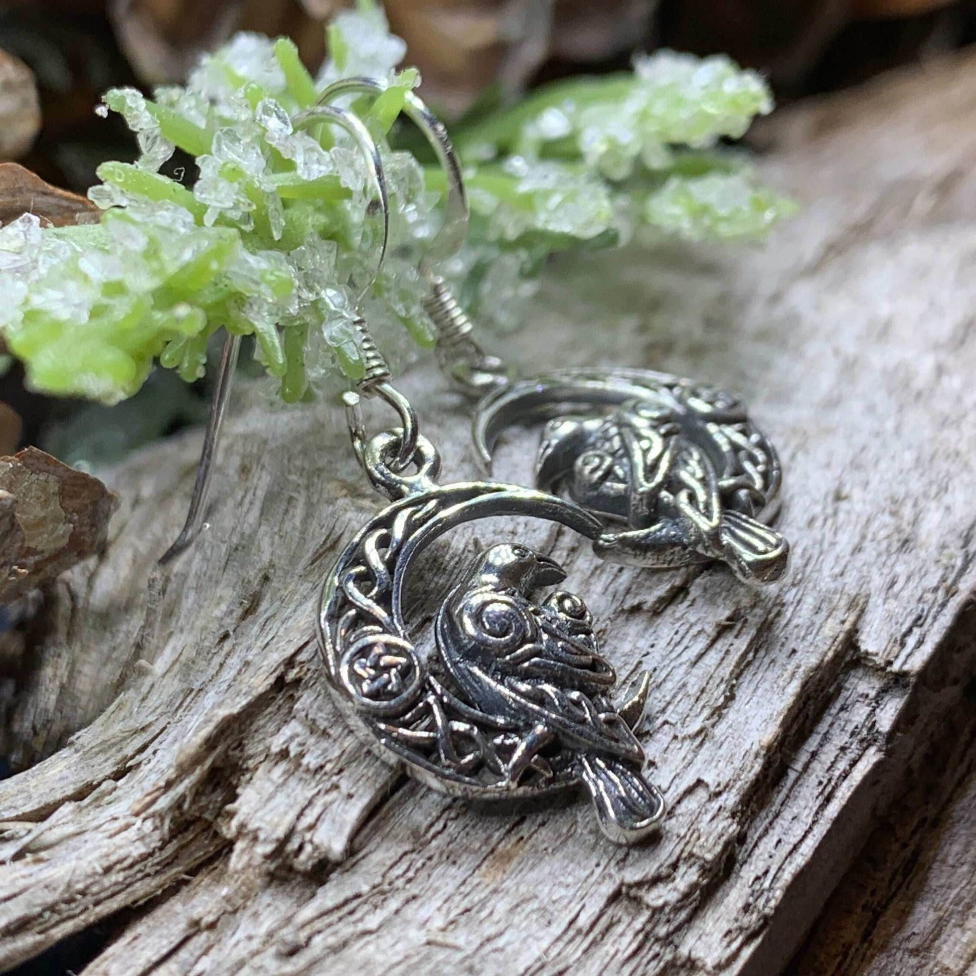 Raven's Moon Celtic Earrings - 
