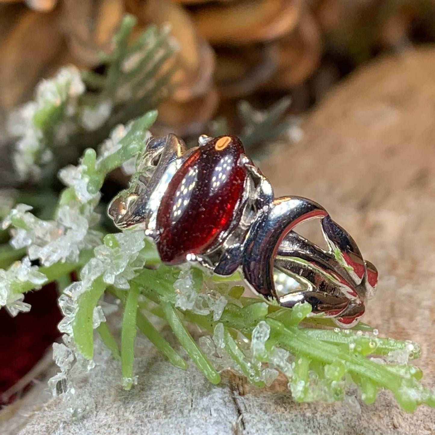 Solstice Triple Moon Ring - 6 / Garnet