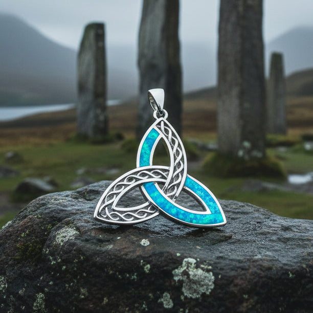 Fire Opal Celtic Knot Necklace