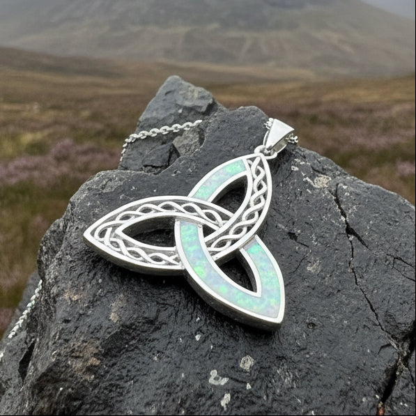 Fire Opal Celtic Knot Necklace