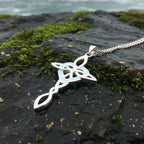 Aurora Opal Celtic Cross Necklace