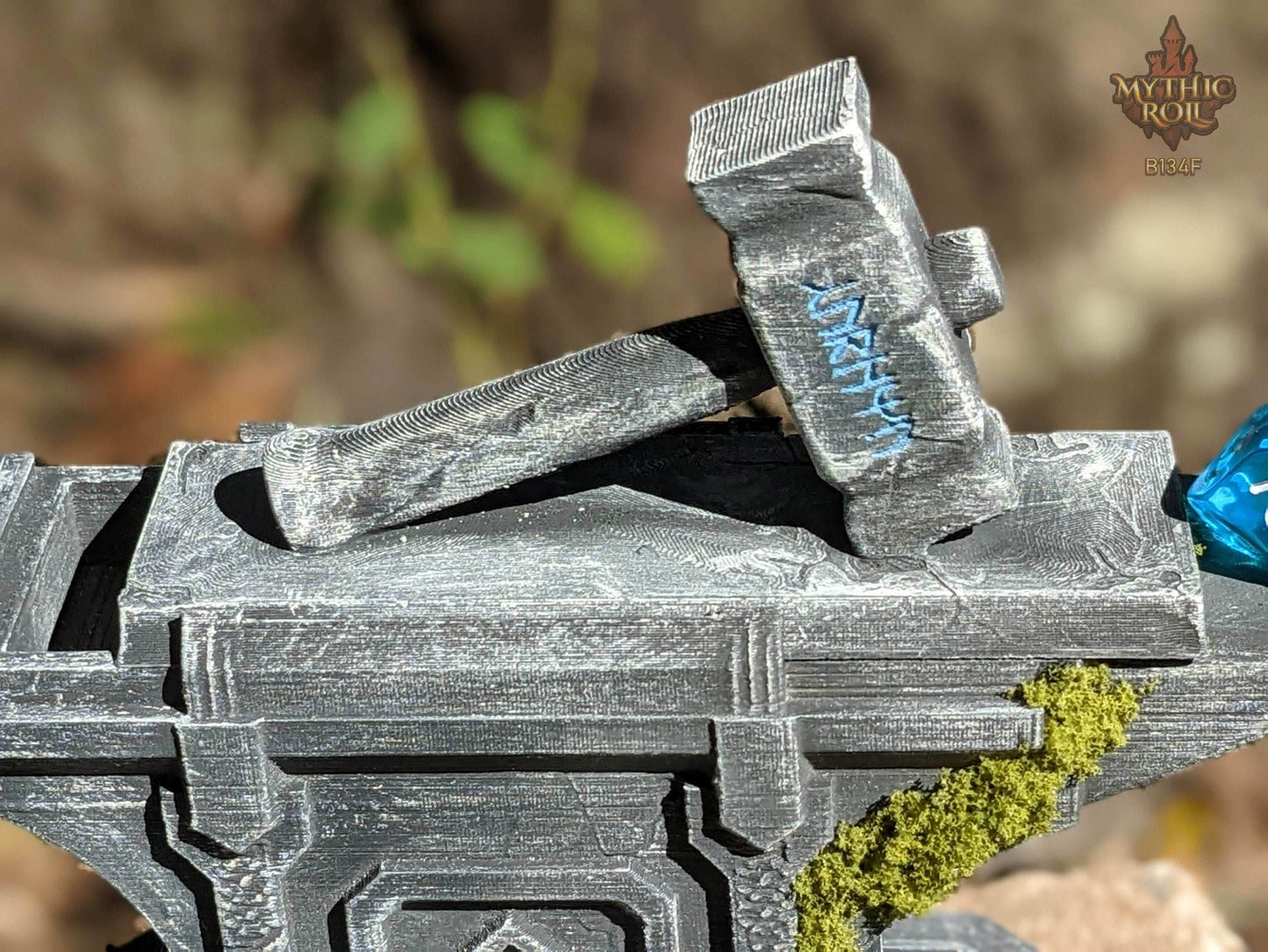Dwarven Hammer & Anvil 3D Printed Dice Jail | RPG Dice Vault | D20 Box | Dwarven Cosplay | DnD Player Gift - Forge your destiny! - Black