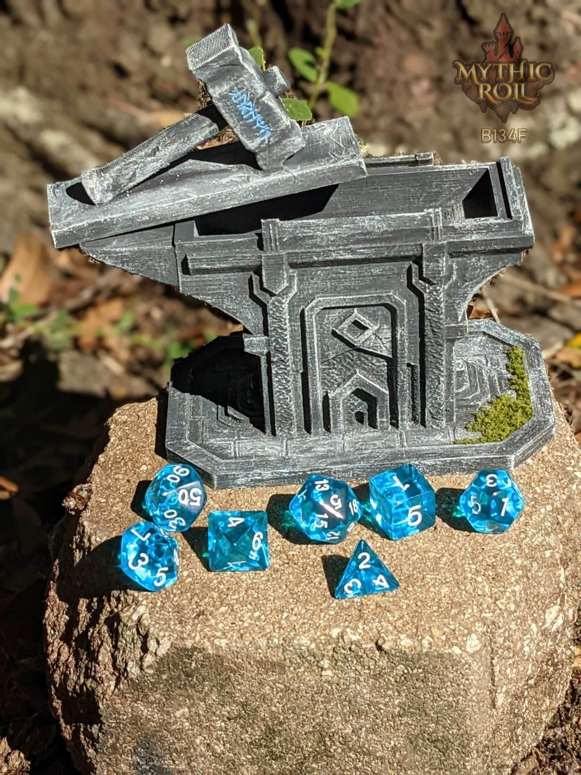 Dwarven Hammer & Anvil 3D Printed Dice Jail | RPG Dice Vault | D20 Box | Dwarven Cosplay | DnD Player Gift - Forge your destiny! - Black