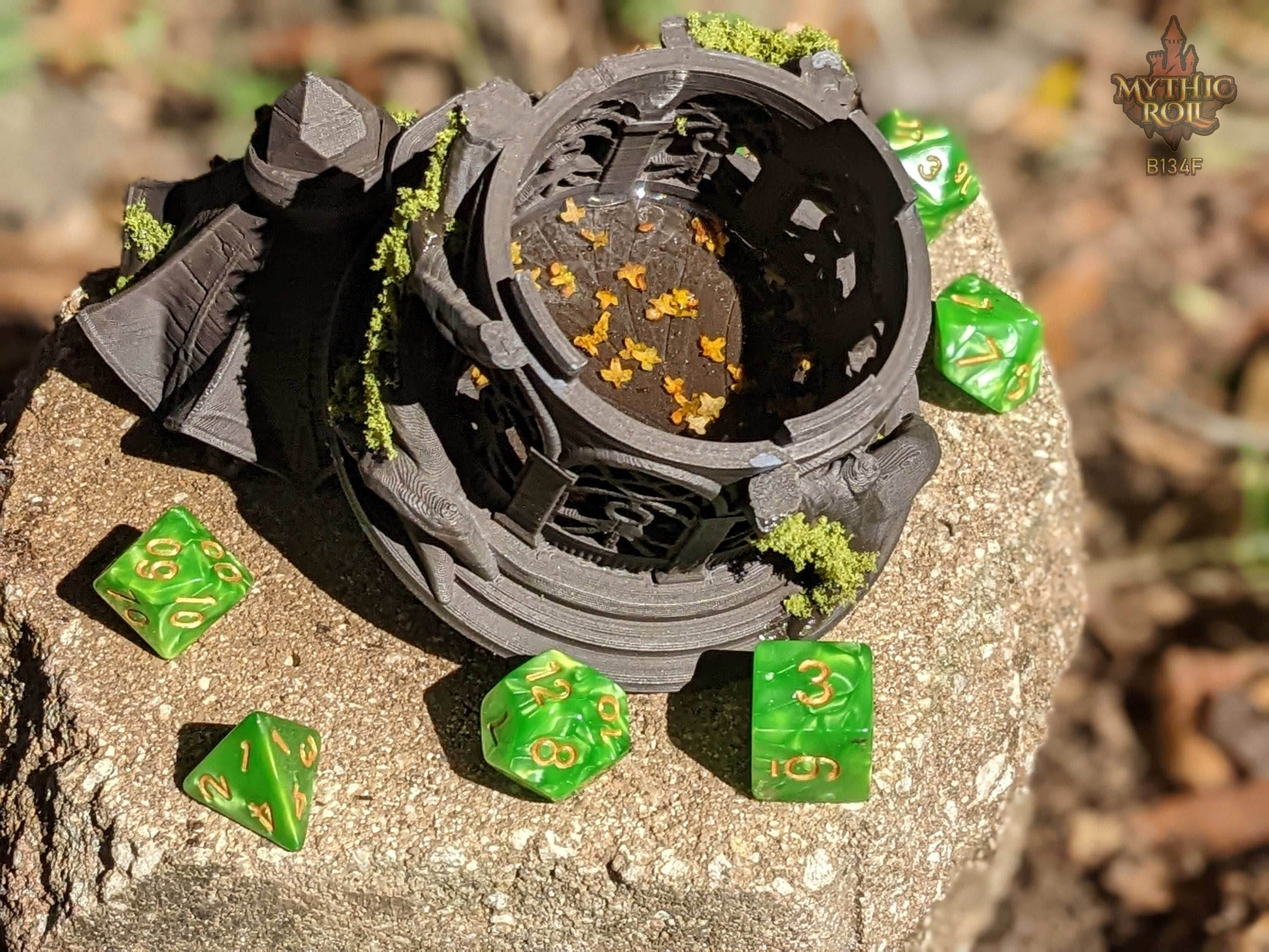 Elanor's Garden 3D Printed Dice Jail | RPG Dice Vault | D20 Storage Box | Player Gift - Mythic Roll Collection by Unchained Games. - Black / Yes- Include Random Dice Set