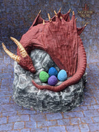 Dragon's Egg Nest 3D Printed Dice Jail - Unchained Games - Mythic Roll Collection - Guard Your Dice in Style! - Black / Yes- Include Random Dice Set