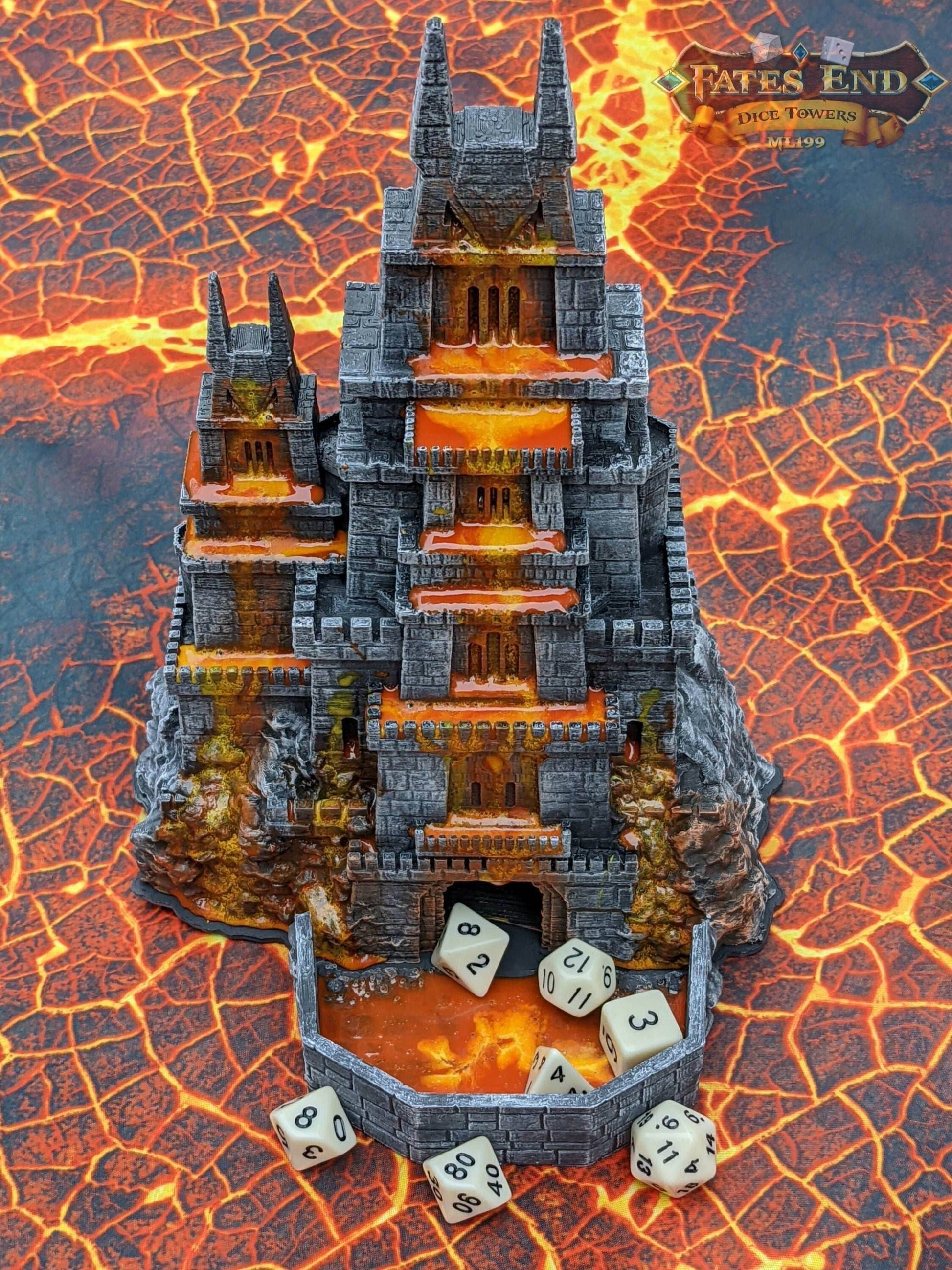 Dragonborn Dice Tower - Fate's End Collection - Channel the Fiery Soul of Dragonkind with Every Fateful Roll. - Black / Yes- Include Random Dice Set