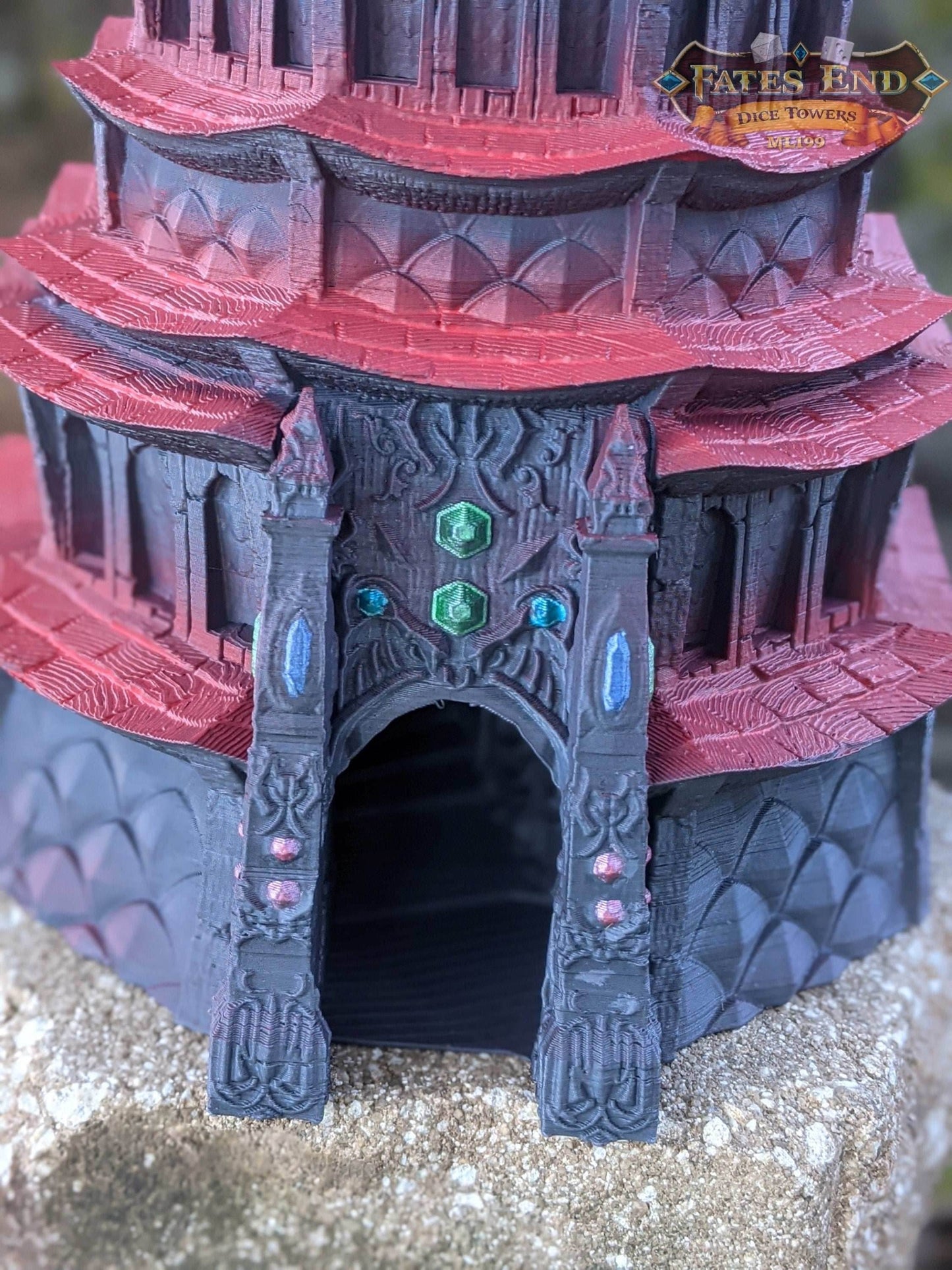 Drow Dice Tower - Fate's End Collection - Weave Through Shadows and Mysteries with Every Silent Roll. - Black / Yes- Include Random Dice Set