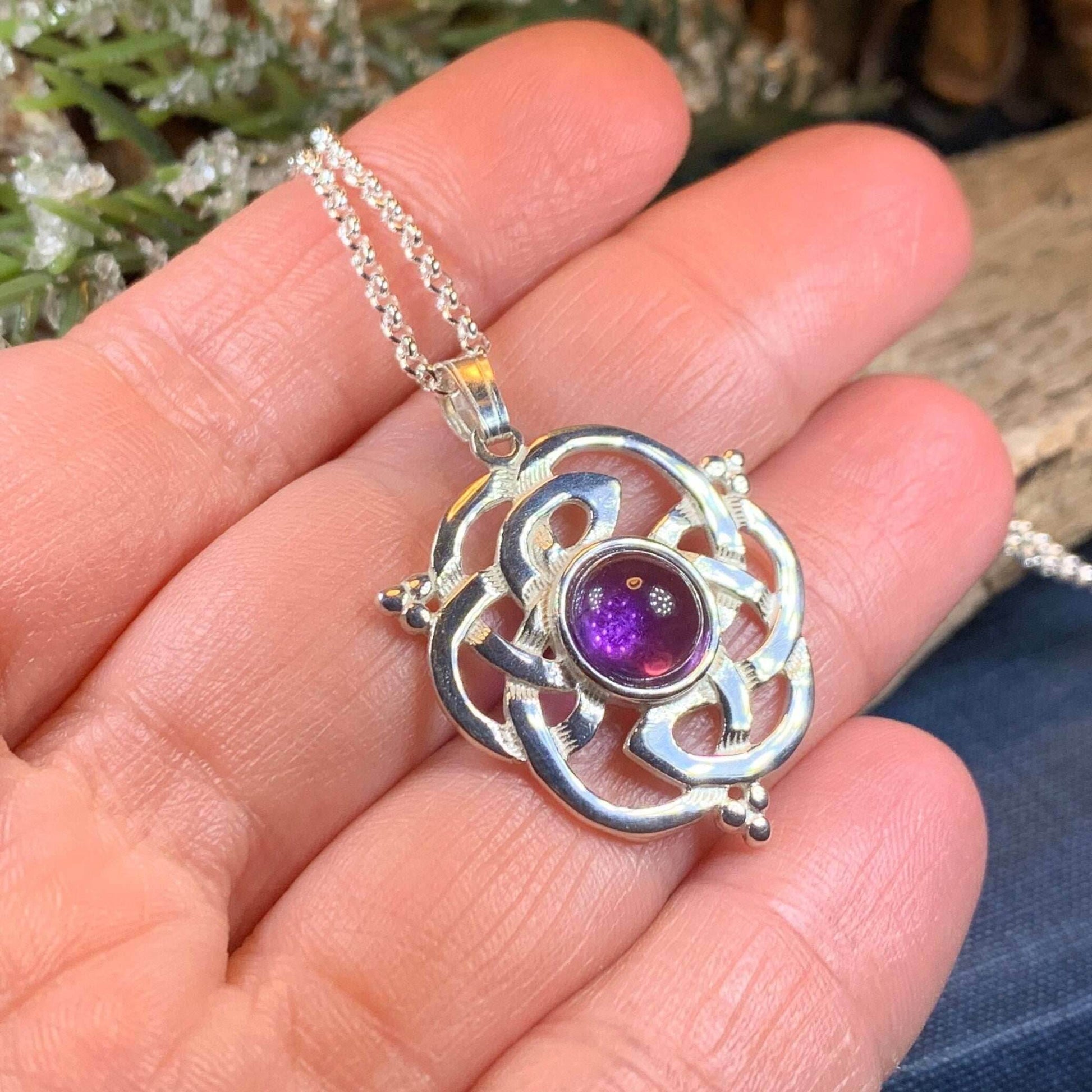 Kyrie Amethyst Celtic Knot Necklace - 18