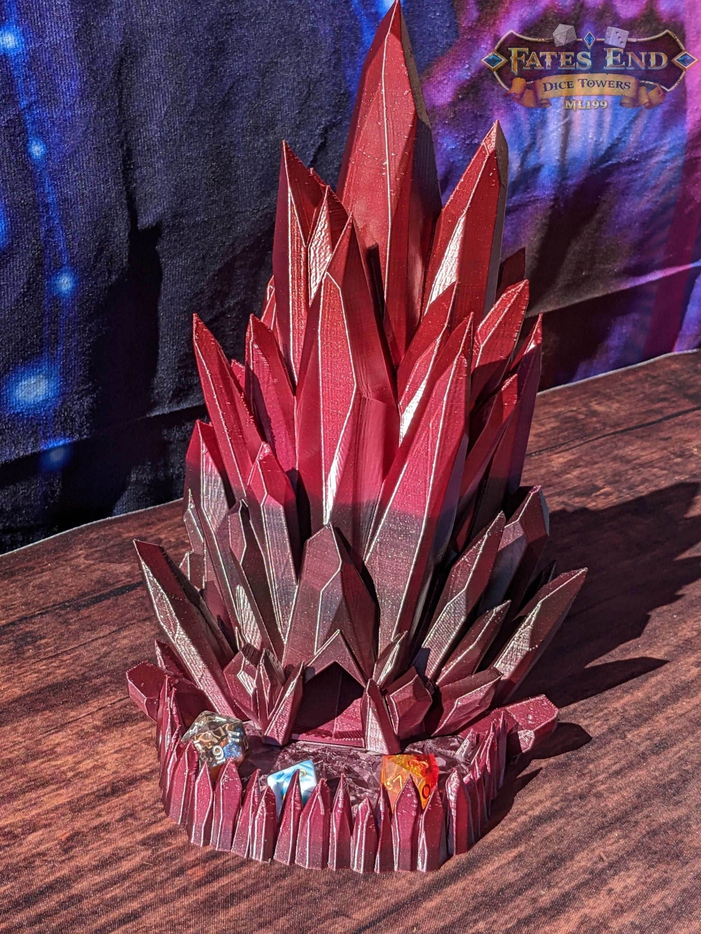 Crystal Dice Tower - Fate's End Collection - Channel Luminous Magic and Clarity with Every Prism Roll. - Black / Yes- Include Random Dice Set